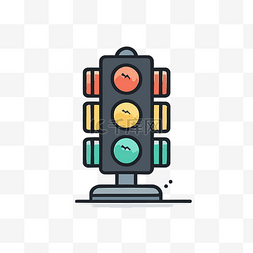 智能交通灯控图片_程式化风格的交通灯图标 向量