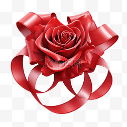 白色丝带心形图片_心形玫瑰，带丝带，隔离情人节爱