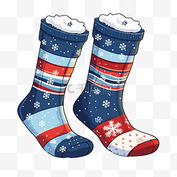 袜子和雪地靴冬季元素插画