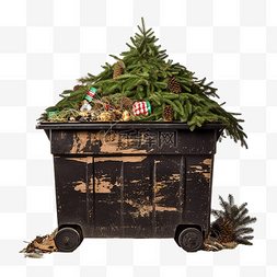 砍伐的森林图片_圣诞节结束时，垃圾箱中使用和废