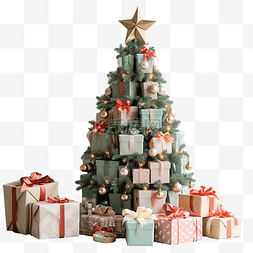 手工制作的圣诞树和桌上的礼物