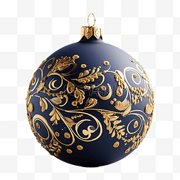 深蓝色装饰的喜庆圣诞金球