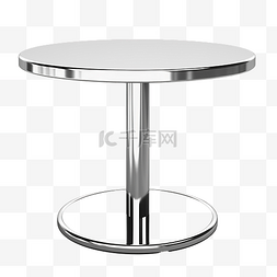 白色桌子腿图片_空白金属圆桌的 3d 插图