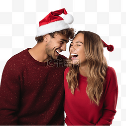 情感丰富的年轻夫妇一起庆祝圣诞