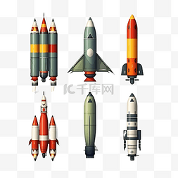 发射火箭图片_现实风格无人机火箭和军用导弹陆