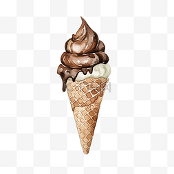巧克力色背景图片_水彩巧克力冰淇淋