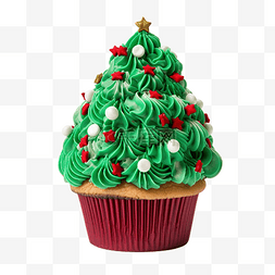 美食圣诞树图片_圣诞美味的纸杯蛋糕，以圣诞树的