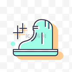抽象白色背景上溜冰鞋的卡通图标