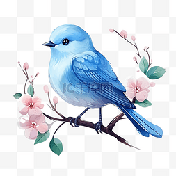 可愛的樹图片_可愛的藍鳥插畫