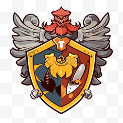 狮子的象征图片_徽章上有一只拿着两把剑和一位骑
