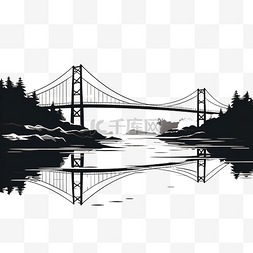 最小风格的吊桥和河流插图