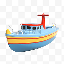 小黄鸭玩具车图片_3d 插图玩具船