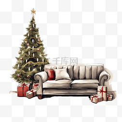 室内客厅沙发图片_有沙发的圣诞节客厅