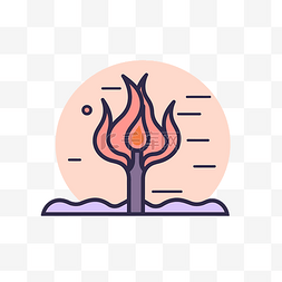 燃烧的蜡烛图标与火焰对齐 向量