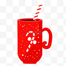 白黑咖啡杯图片_红色圣诞节黑咖啡饮品
