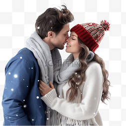 圣诞节寒假在家亲吻和相爱的情侣