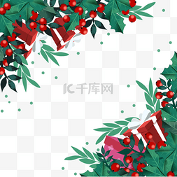 圣诞水彩植物图案装饰