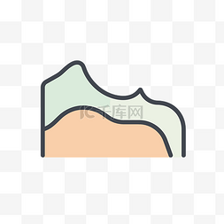 山丘线条图片_有一些岩石的悬崖的线条图标 向