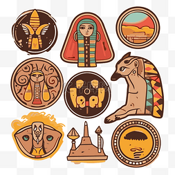 Egypt icon collectiondoodle 插图 向量