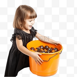 糖化学分子图片_孩子从桶里拿出万圣节糖果