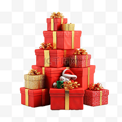 圣诞老人和框图片_彩色礼品盒和圣诞老人??助手