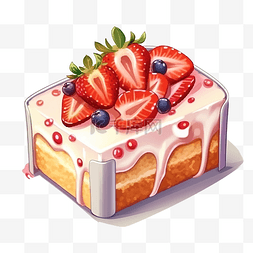 草莓蛋糕盒食物插画