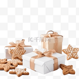 白礼品盒图片_带礼品盒的圣诞组合物