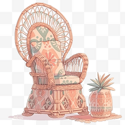 水彩波西米亚风格藤椅