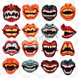 牙齿卡通人物图片_可怕的怪物嘴里有牙齿和舌头