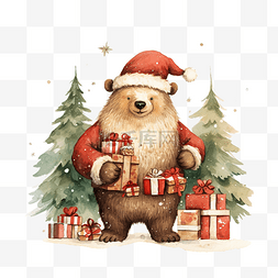 朋友互帮互助图片_圣诞快乐贺卡，上面有圣诞老人熊