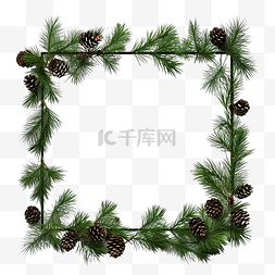 阴影框图片_圣诞框架与松树枝和阴影隔离在白