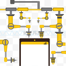 手机插画建筑图片_手机机械工程黄色