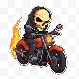 骷髅骑摩托车贴纸 向量