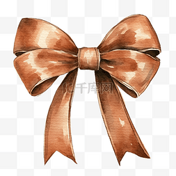 棕色丝带绑在蝴蝶结水彩