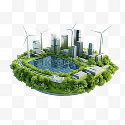 3d 插图绿色技术可再生能源
