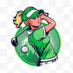 卡通高尔夫球杆图片_女高尔夫球手 向量
