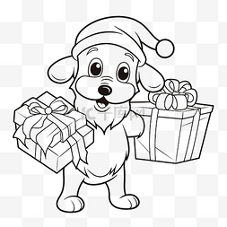 喜庆漫画图片_概述了圣诞老人卡通人物举着礼品