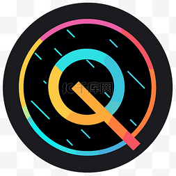 黑色圆圈上的 qnap 3d 图标 向量