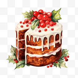 圣诞蛋糕水彩插图