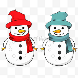 儿童画彩色图片_儿童涂色书戴帽子的雪人图片彩色