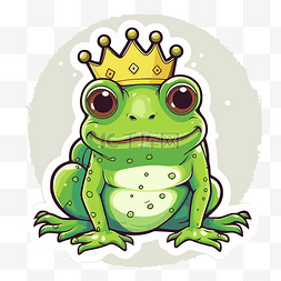 灰色背景剪贴画上带有皇冠的青蛙