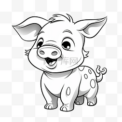 动物装饰剪贴画图片_可爱的卡通动物人物剪贴画着色猪