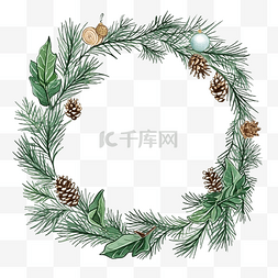 冬季雪松图片_圣诞贺卡或邀请函设计矢量框架与