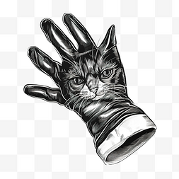 猫美容手套插画