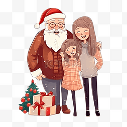 可爱的祖父和年轻夫妇在圣诞节装