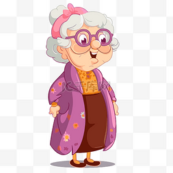 奶奶剪贴画奶奶卡通女人戴着眼镜