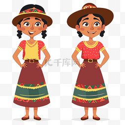 墨西哥帽子图片_西班牙裔剪贴画两个墨西哥女孩在