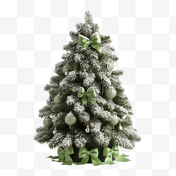 雪下人造绿杉树，花环像圣诞节一