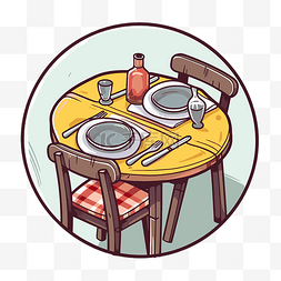 餐桌上有盘子和餐具剪贴画 向量