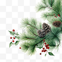 灰色枝条图片_灰色的绿色圣诞树枝上有锥体和冬